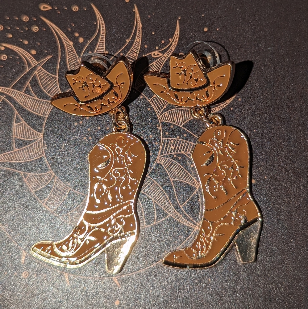 Cowboy boots earrings